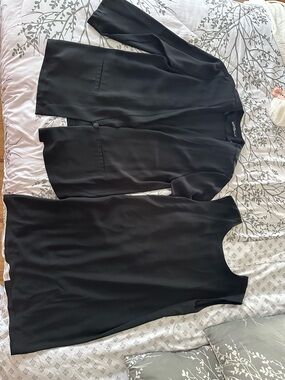 Sleeveless Black Shift Dress with Matching Black Blazer